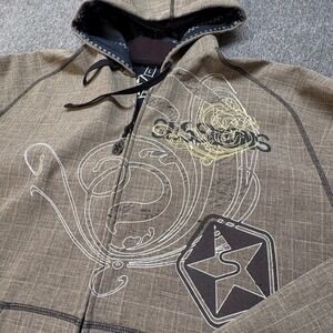 Sessions Mens Full Zip Hoodie Crosshatch Graphic Ski Snowboard Jacket Large